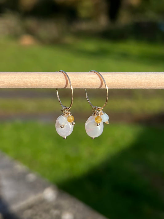 Freshwater Pearl Gold Filled Hoop Earrings